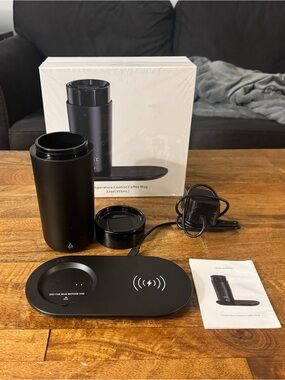Temperature Control Coffee Mug 12oz Heated Smart Mug w Charger Black